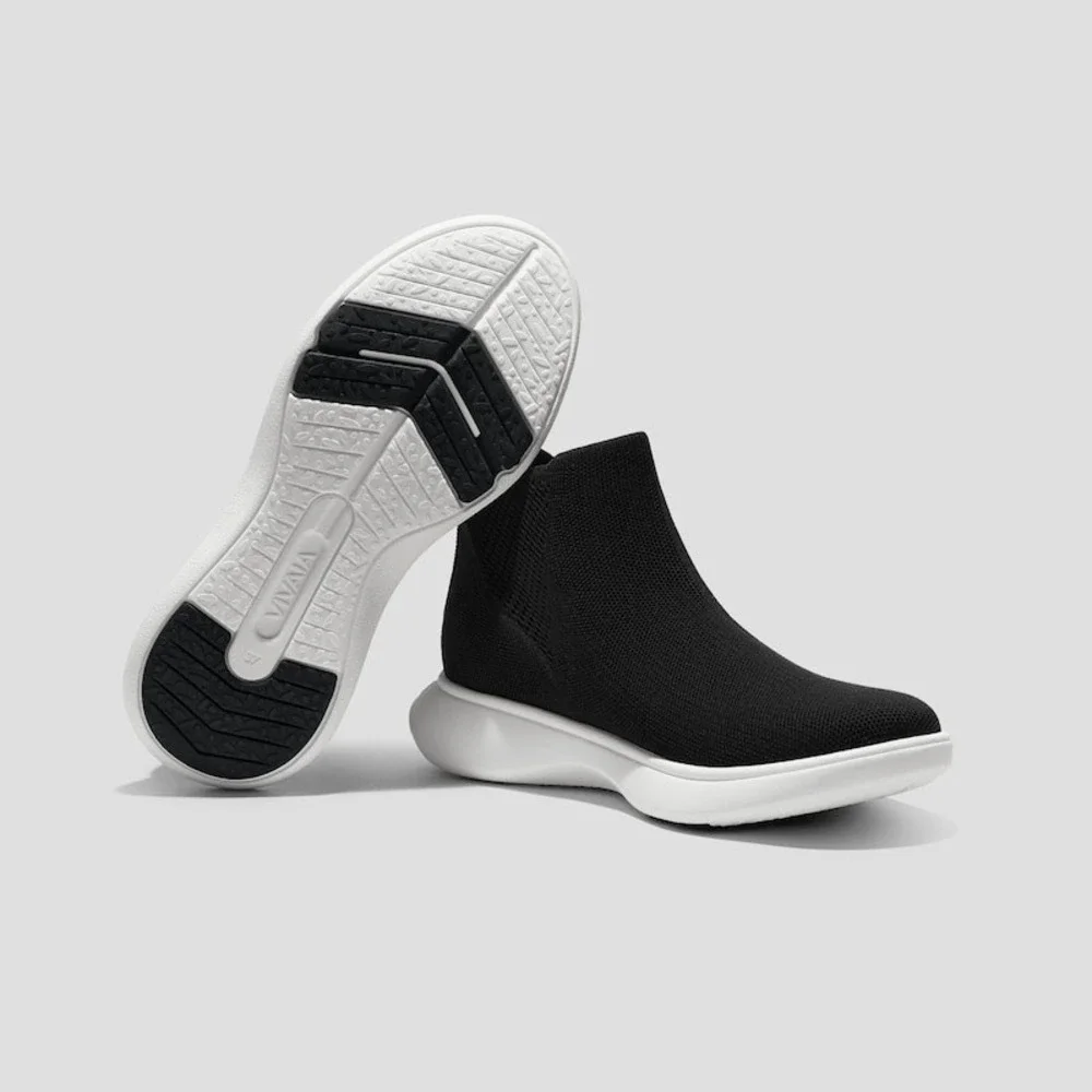 VIVAIA Black Knit Chelsea Boots Women's Slip On Water Repellent Comfortable US 8